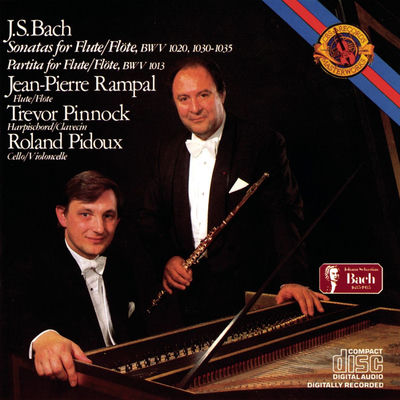 The cover of Bach: Flute Sonatas BWV 1030-1035 & Flute Partita, BWV 1013 by Jean-Pierre Rampal, Trevor Pinnock & Roland Pidoux