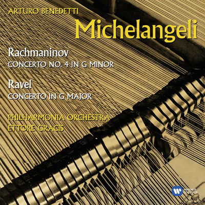 The cover of Rachmaninov: Piano Concerto No. 4; Ravel: Piano Concerto in G by Arturo Benedetti Michelangeli